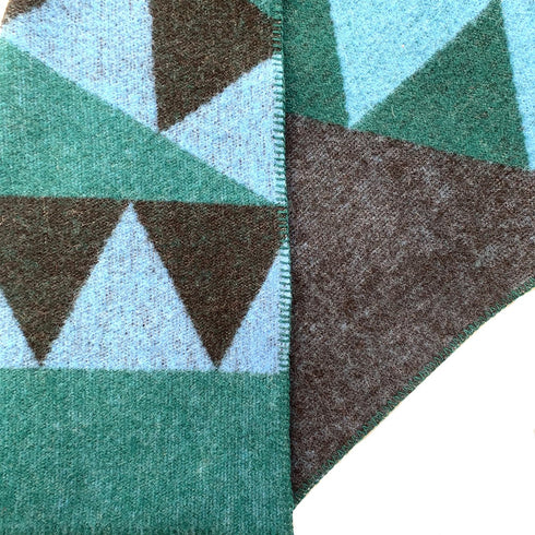 Wool Blanket Small Sharktooth - Green/Blue